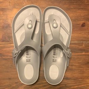 BIRKENSTOCK EVA Gizeh silver summer waterproof sandals 37 ladies 6 men 4